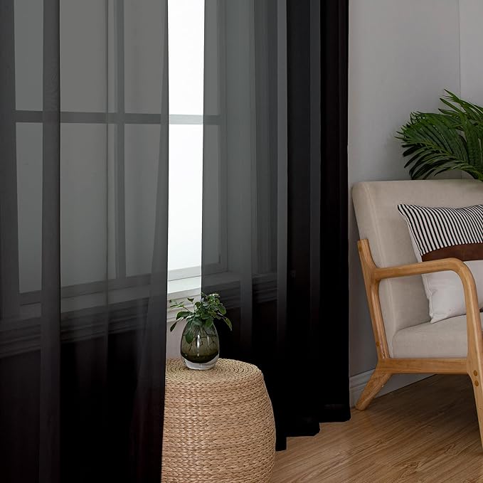 Aiyufeng Voile Sheer Black Curtains - Image 4