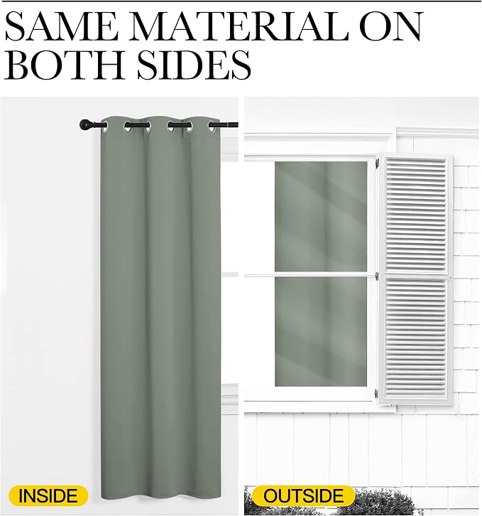 NICETOWN Greyish Green Blackout Curtains 90" Long - Image 6