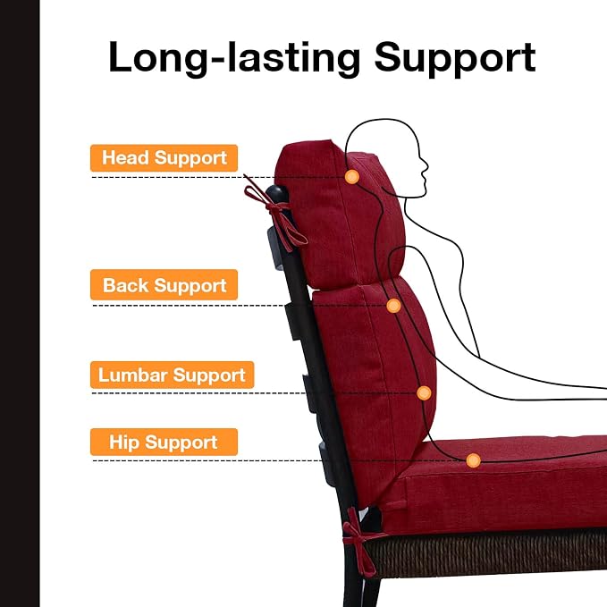 Unimatta Outdoor High Back Chair Cushion Seat Pads, 44 x 21 Inch - Image 4