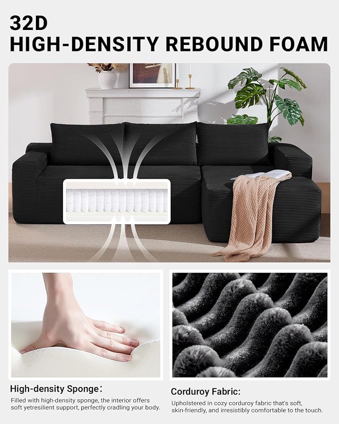 97" Cloud Sectional Couch, Modern Modular Sectional Sofa - Image 3