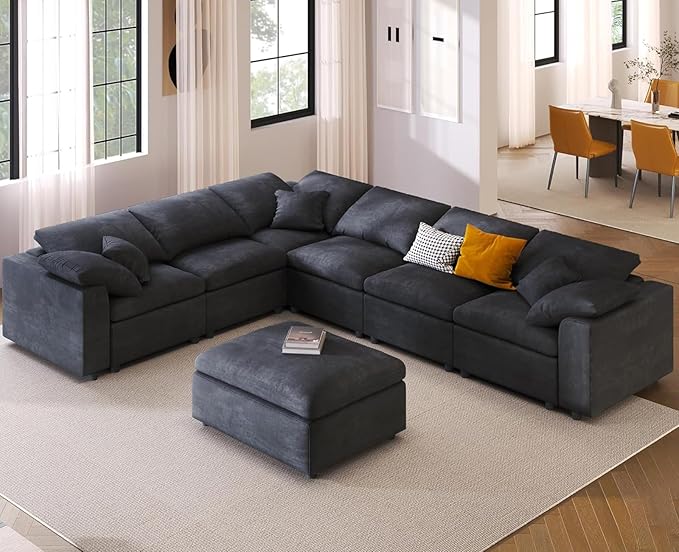 Oversized Modular Sectional Sofa Couch, Large 7 Seater Corner Sofa Modern U by VEPXXP