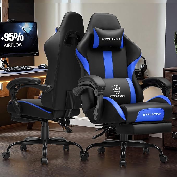 GTPLAYER Gaming Chair with Pocket Spring Cushion, Leather Office Chair with - Image 2