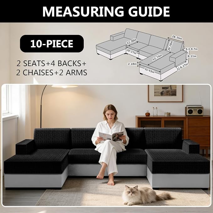 UNBBRRL 10 Pieces Stretch Sofa Cushion Covers - Image 2