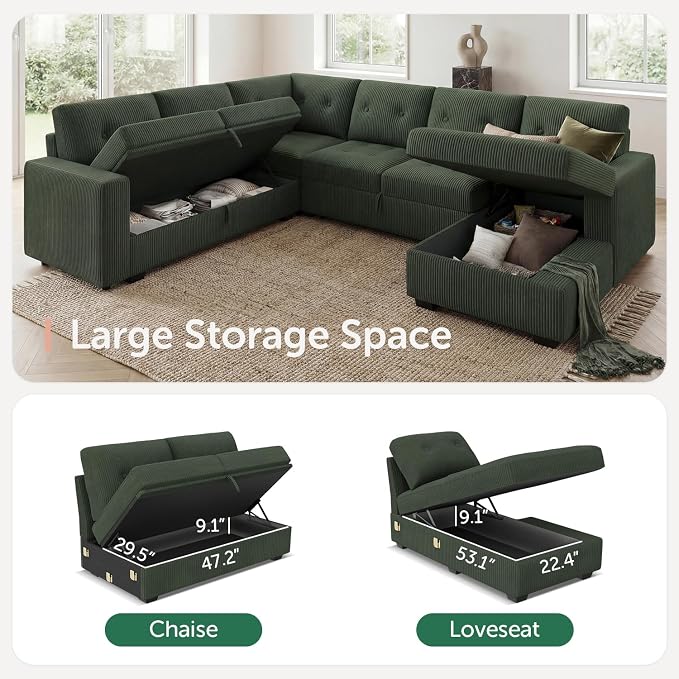 HONBAY Sectional Sleeper Sofa Bed - Image 3