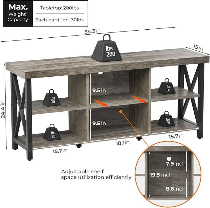 GreenForest TV Stand for TV up to 65 inches, Entertainment Center - Image 3