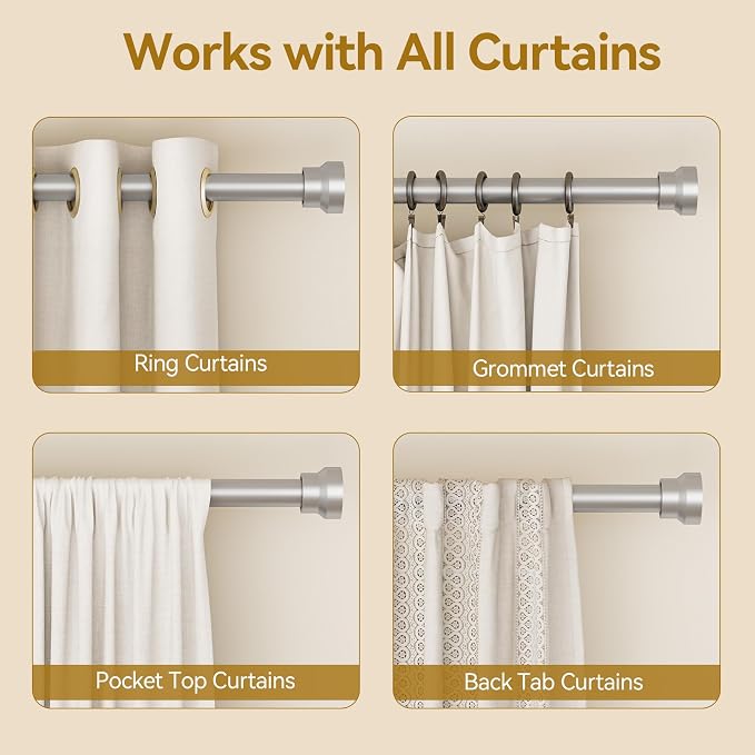 YaFex Curtain Rods 32-118 Inch, Heavy Duty 1 Inch Adjustable Curtain Rod - Image 5