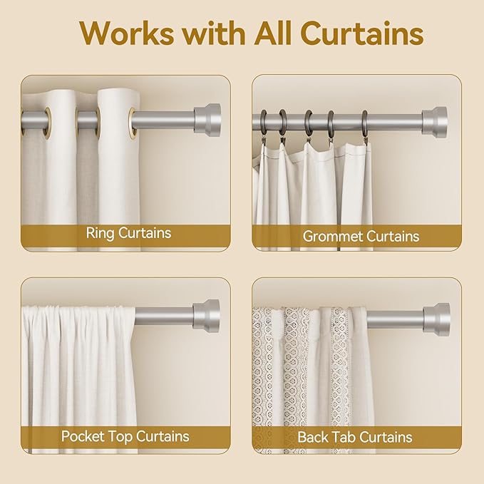 YaFex Curtain Rods 2 Pack 32-58 Inch, Heavy Duty 1 Inch Curtain Rod, Modern - Image 5