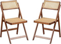 Furlide Rattan Folding Chairs, Modern Mid Century Dining Chairs Set of 2 by Furlide