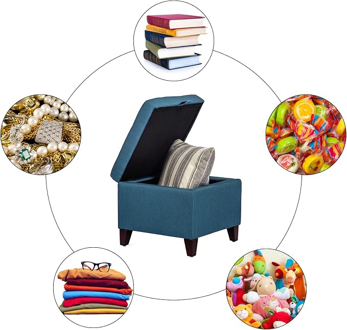 Adeco Square Fabric Storage Ottoman - Image 7