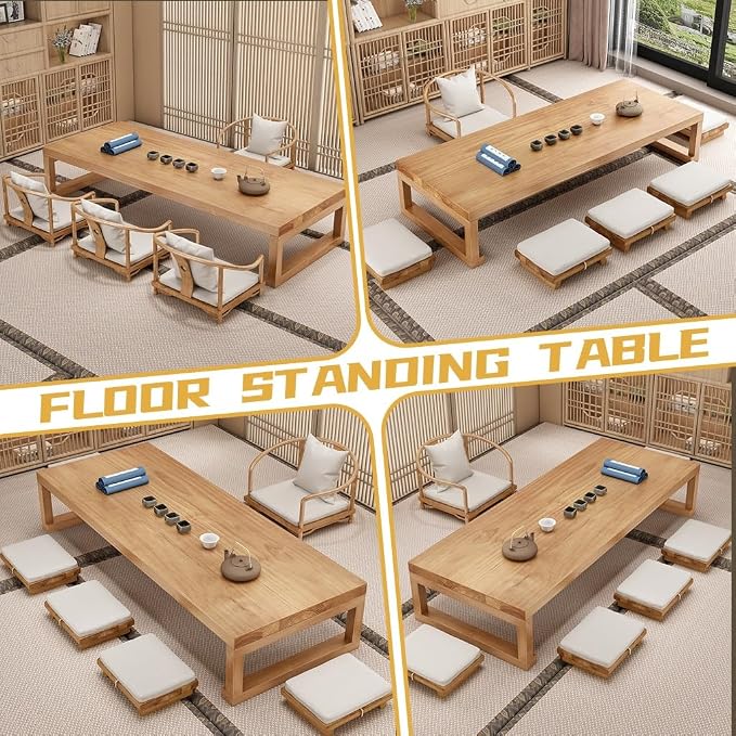 Japanese Style Vintage Rectangular Tea Table Low Floor Table - Image 5
