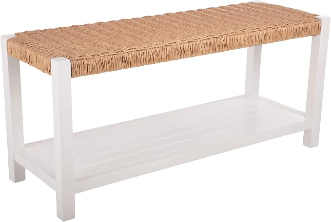 Alaterre Furniture Bench with Handcrafted Woven Rope Seat - Image 9