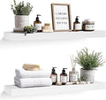 36x8x1.6 inch Floating Shelves Set of 2 – Solid Wood Rustic White Wall Mounted by YLYHSST