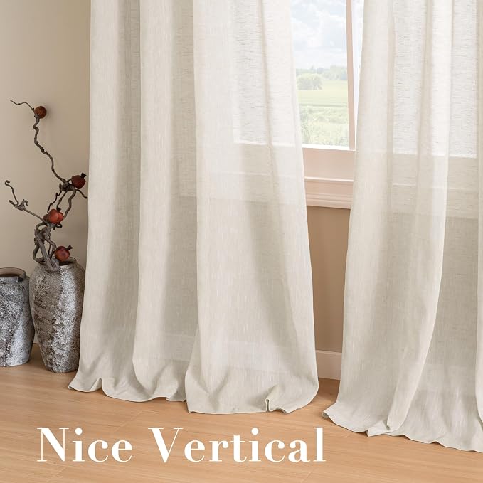 H.VERSAILTEX Natural Linen Semi Sheer Curtains Soft Semi Sheer Curtain Panels - Image 7