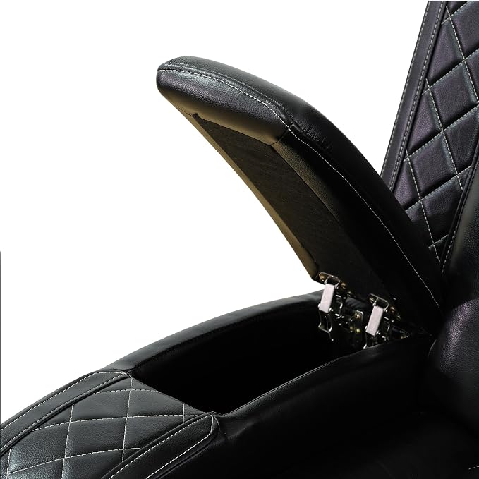 Power Recliner Chair with LED Lights, Leather Manual Recliner 1 Seat, Living - Image 6