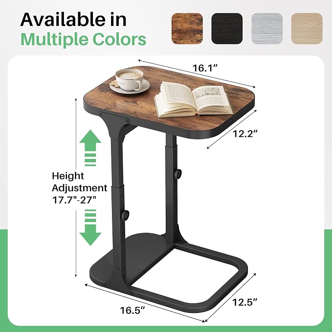 Kitstorack Ultra Stable & Durable End Table, Ajustable Height C Shaped Side - Image 3