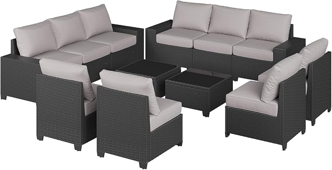 Aoxun Patio Furniture Set, Widen Armrests Wicker Outdoor Sectional - Image 9