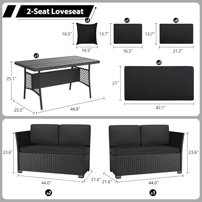 KIGOTY 7 Piece Patio Furniture Set, Outdoor PE Wicker Rattan Outdoor Dining Set - Image 2