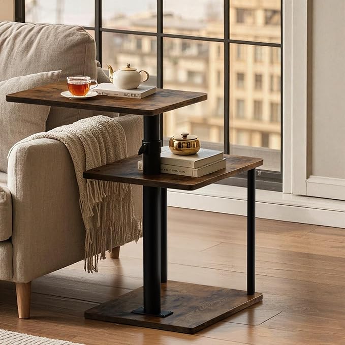 Faesun 360° Swivel Side Table for Height Adjustable, C Shaped End Table for - Image 7