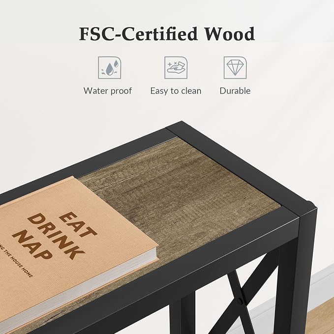 Gewudraw Sofa Table with Oulets and USB Ports, 55.1" Couch Table Behind Sofa - Image 7