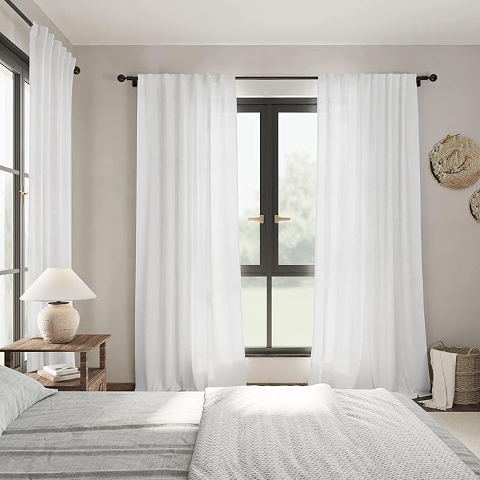 White Linen Curtains 100 inches Long - Image 7