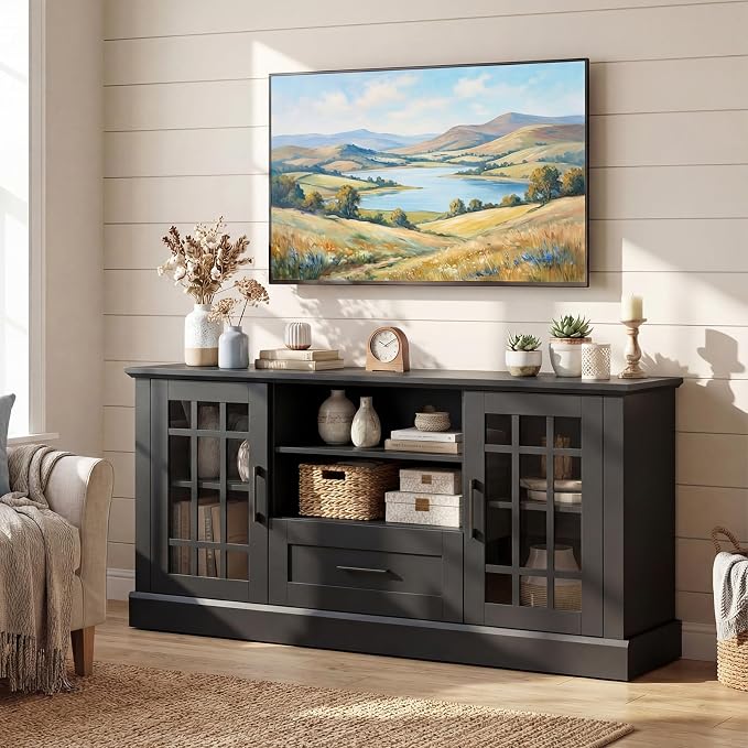 Giantex Farmhouse TV Stand for 65/70 Inch TV, Tall Entertainment Center - Image 3
