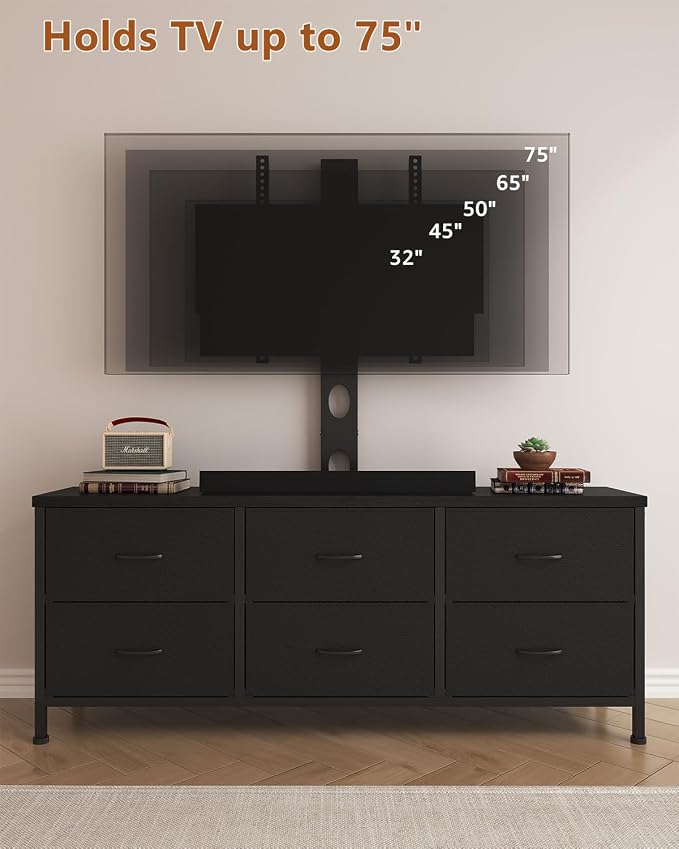 TV Stand with Mount, Fabric Dresser with 6 Drawers - Image 7