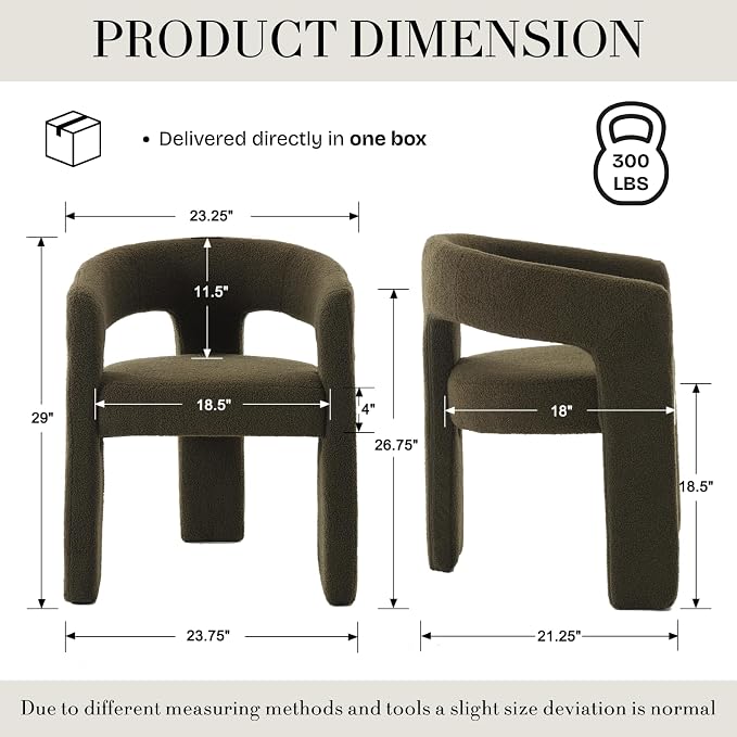 Modern Sherpa Barrel Dining Chair Upholstered Faux Fur Dining Room Chair - Image 2