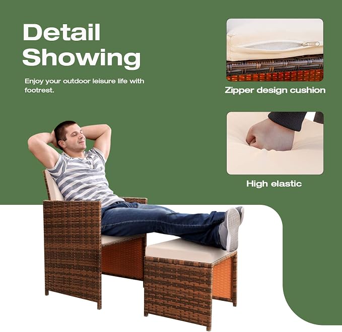 Devoko 4 Pieces Patio Wicker Furniture Set Outdoor Patio Chairs - Image 4