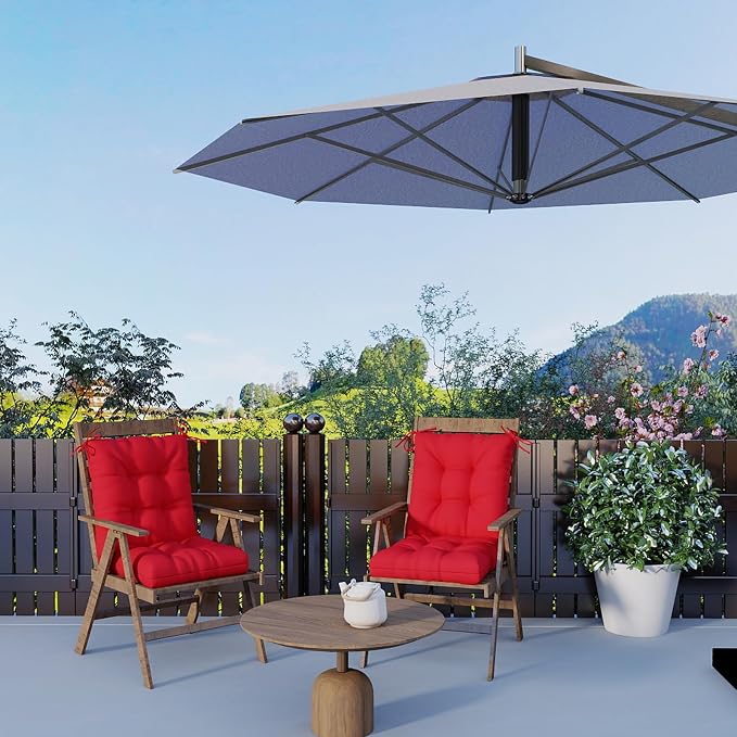 Outdoor Chair Cushions Set of 2, High Back Soft Seat Pad - Image 2