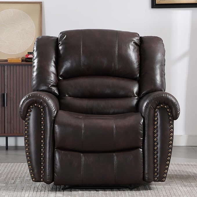 CANMOV Leather Recliner Chair, Classic and Traditional Manual Recliner Chair - Image 6