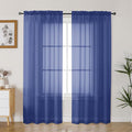 Gwine Royal Blue Sheer Curtains 84 Inches Long 2 Panels Set by Gwine