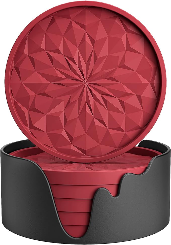 ME.FAN Silicone Coasters with Holder, Drinking Coasters by MEFAN