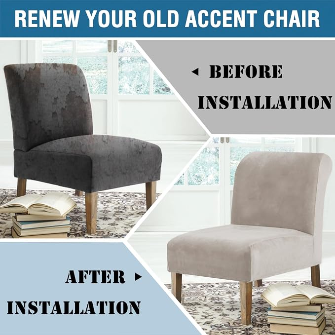 H.VERSAILTEX Armless Accent Chair Covers Thick Velvet Armless Chair Slipcovers - Image 8
