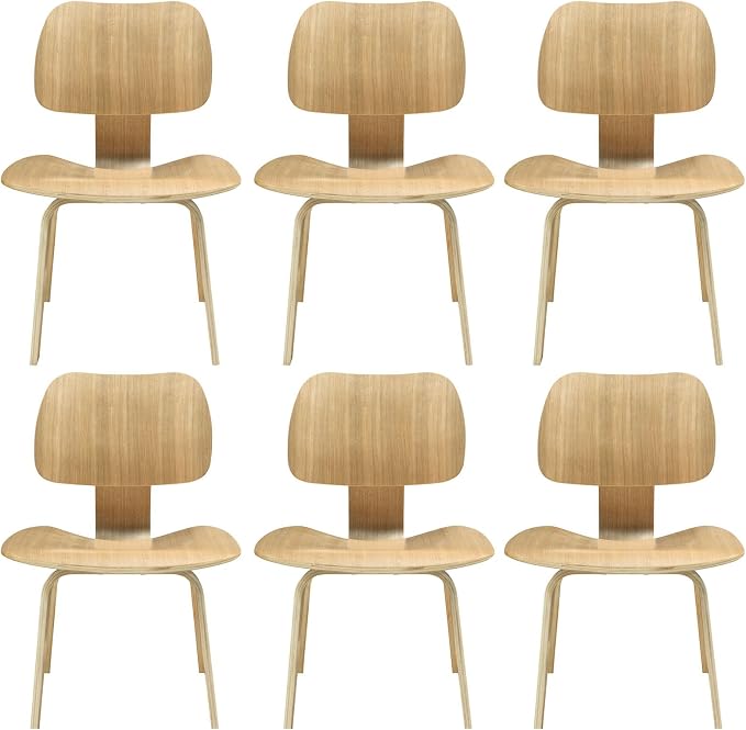 Modway Fathom Mid-Century Modern Molded Plywood Six Kitchen and Dining Room by Modway