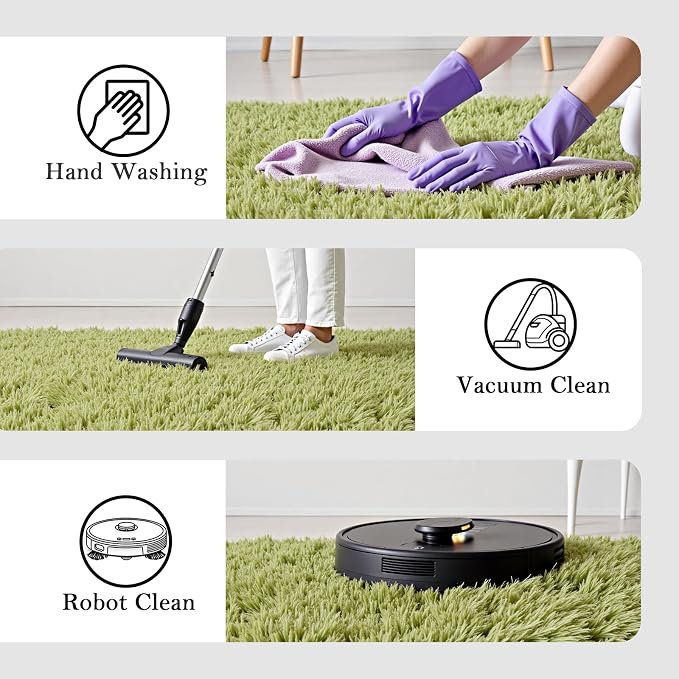Green Grass Area Rugs for Bedroom, 3x5 Shag Fluffy Carpet, Fuzzy Furry Plush - Image 4