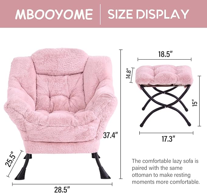 MBOOYOME Lazy Chair with Folding Ottoman, Modern Accent Lounge Armchair with - Image 3