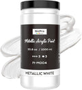 Nicpro Metallic Pearl White Acrylic Paint 33.8oz/1000ml, Non Toxic Pearlescent by Nicpro