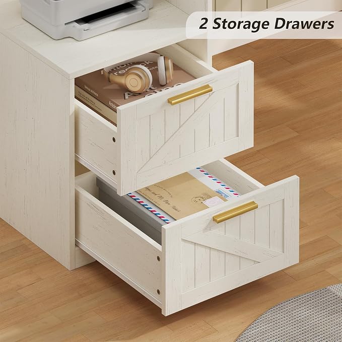 YOMILUVE 63" Farmhouse L Shaped Executive Desk - Image 5