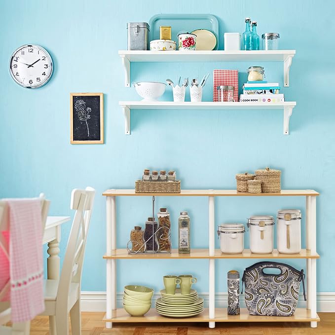 Furinno TURN-N-TUBE Storage Shelves, 3-Tier 47.4 Wide Book Shelf, Corner Shelf - Image 2