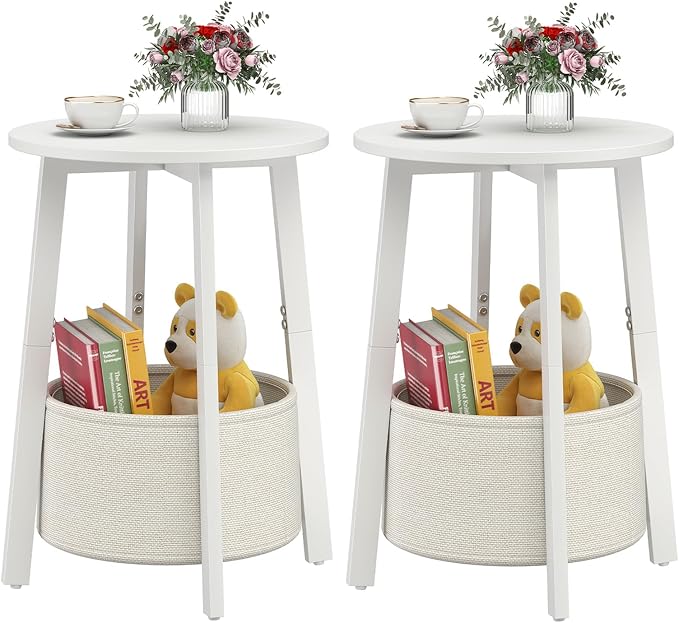sthmec Small Round Side End Table Set of 2 by Unknown