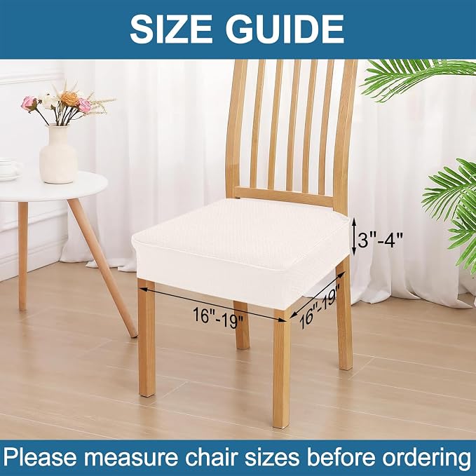 Smiry Waterproof Seat Covers for Dining Room Chairs Set of 6, Stretch Jacquard - Image 2
