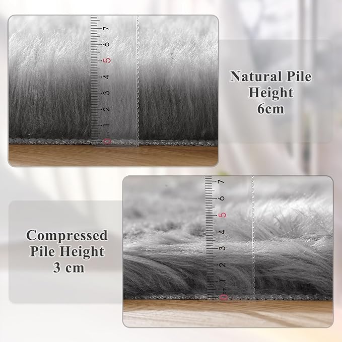 ORINOVA Silver Grey Furry Faux Sheepskin Shag Fur Rugs - Image 4