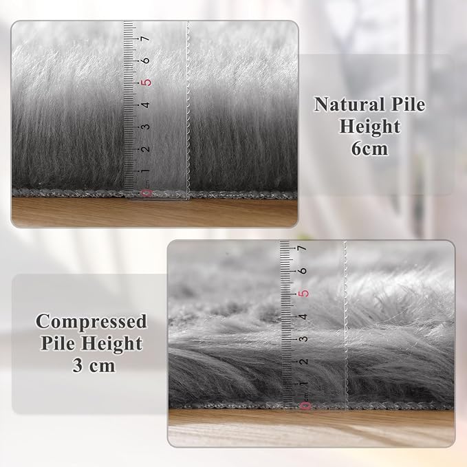 ORINOVA Large Area Rugs 9x12 Living Room Grey Fluffy Rug Faux Sheepskin - Image 4