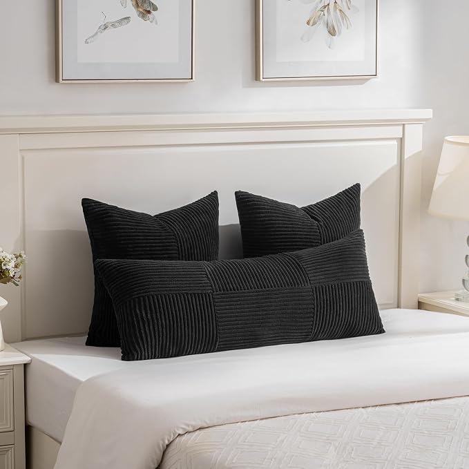 Fancy Homi 2 Packs Black Decorative Throw Pillow Covers 22x22 Inch - Image 5