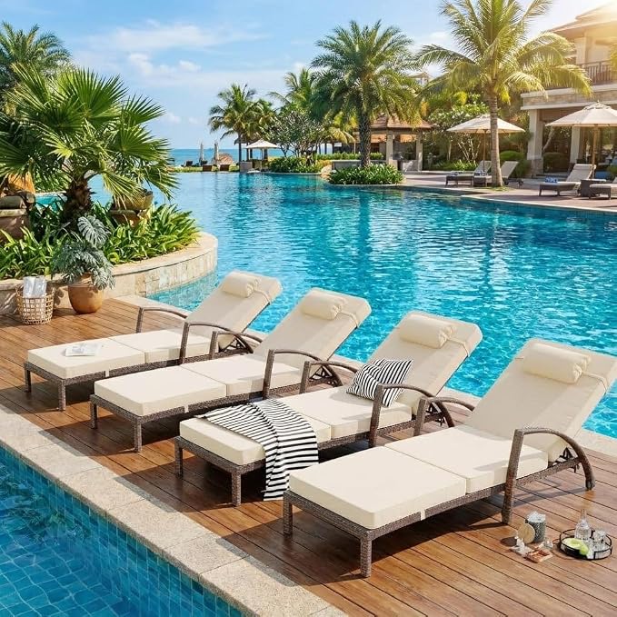 GarveeLife Outdoor Wicker Chaise Lounge Chair - Image 7
