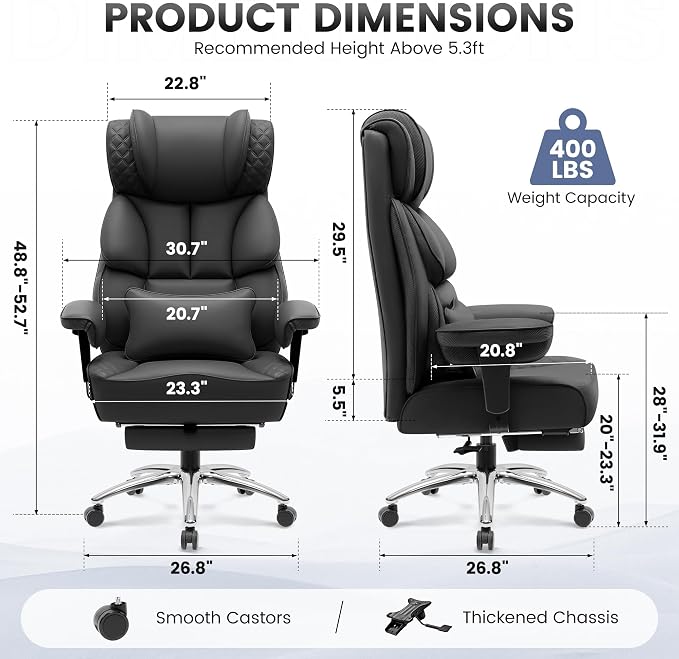 BestGlory Office Desk Chair, Big and Tall Leather Gaming Chair - Image 2