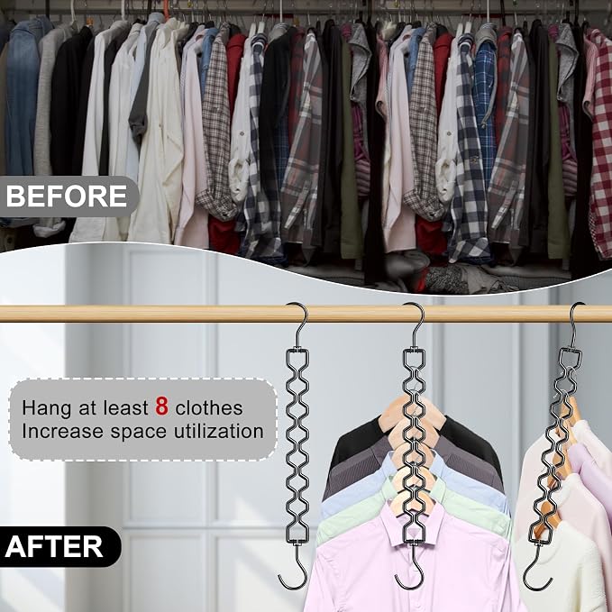 12 Pack Space Saving Hangers for Clothes, Sturdy Metal Hangers Heavy Duty Magic - Image 2