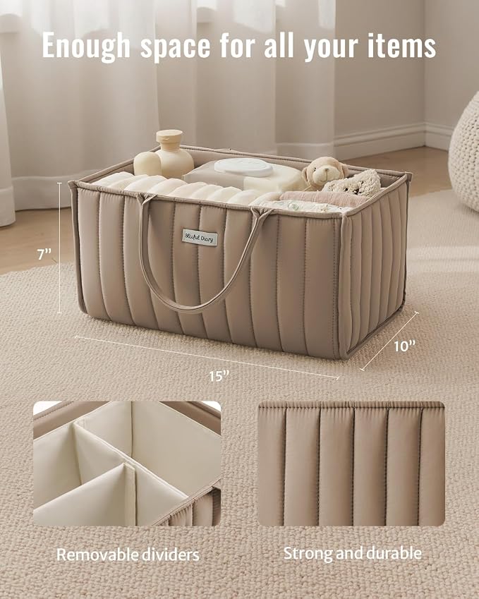Blissful Diary Baby Diaper Caddy Organizer, Stylish Storage Basket - Image 3