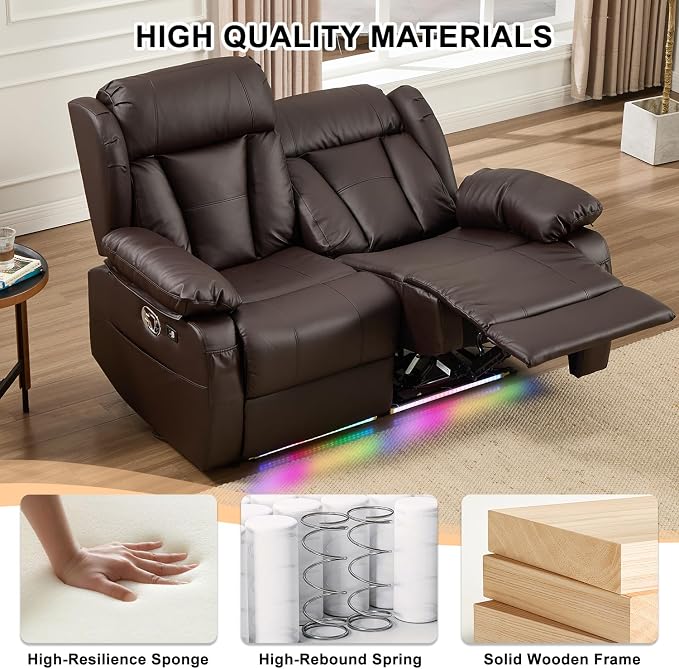 58.3" Reclining Loveseat Sofa, RV Loveseat Recliner Couch - Image 8