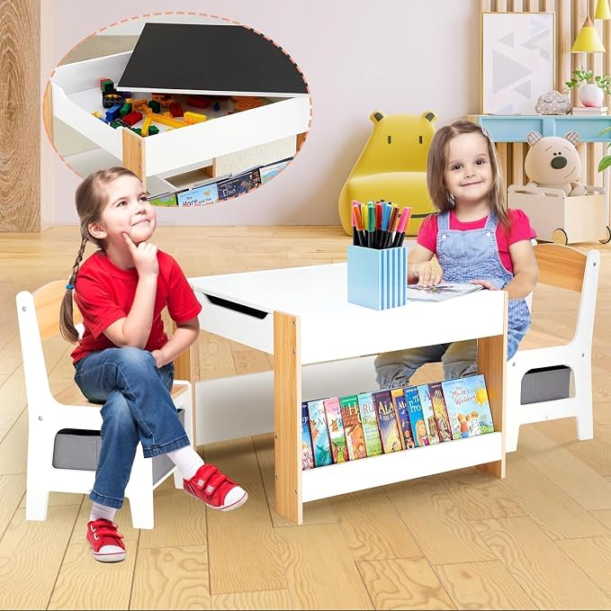 Asweets Kids Table and Chair Set, 4 in 1 Toddler Desk - Image 6